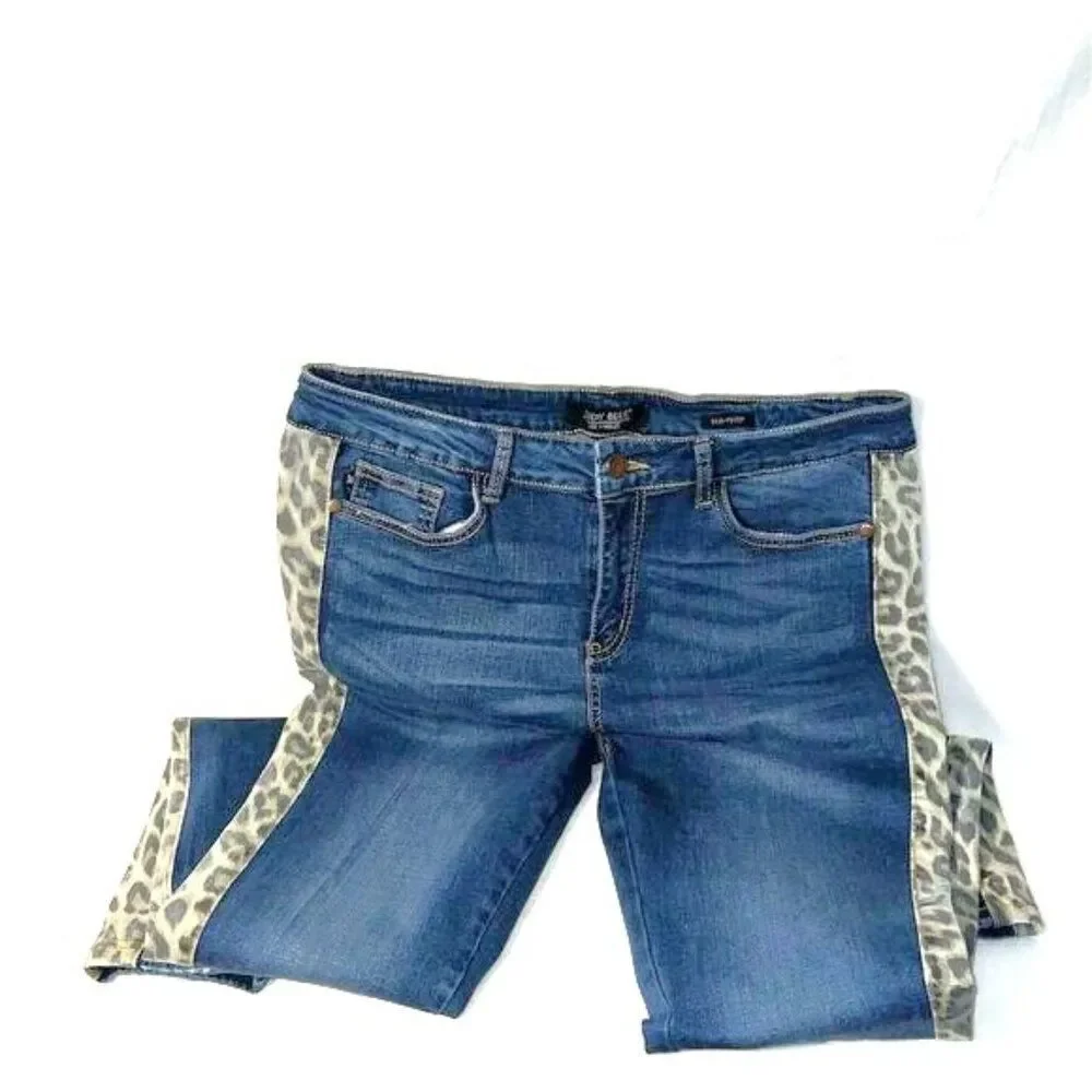 Judy Blue Skinny Fit Cheetah Print Stripes Stretch Denim Jeans Women’s Size 15/3